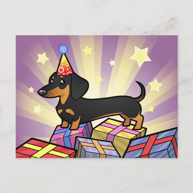 Birthday Dachshund (smooth coat) Postcard (Front)