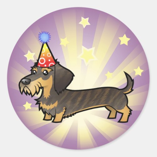 Birthday Dachshund wirehair Classic Round Sticker