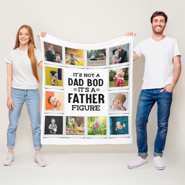 Birthday Dad Bod Father Figure Photo Collage White Fleece Blanket (In Situ)