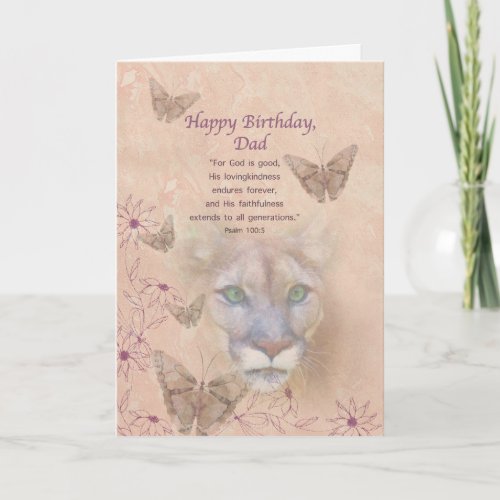 Birthday Dad Cougar and Butterflies Card