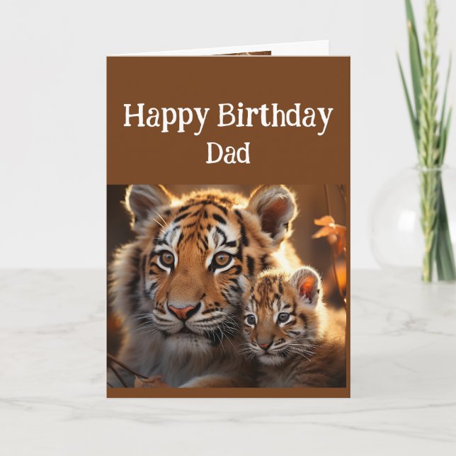 Birthday Dad Cute Tiger Animal  Card (Front)