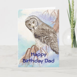 Birthday Dad, Father Great Gray Owl, Bird Nature Card