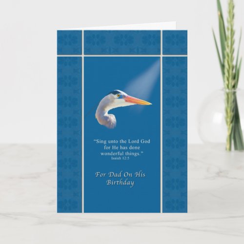 Birthday Dad Religious Great Blue Heron Bird Card