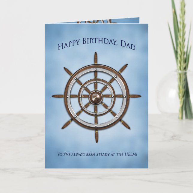 Birthday, DAD, Ship's Wheel, Helm Card (Front)