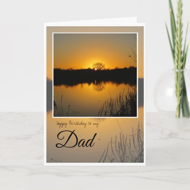 Birthday Dad, Tree Silhouetted Behind Sunrise,  Card (Front)