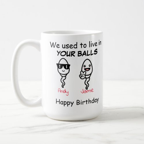 Birthday Dad we used to live in your balls  Coffee Mug