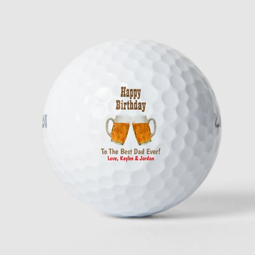 Birthday Dad Worlds Best Ever Beer Cheers Golf Balls