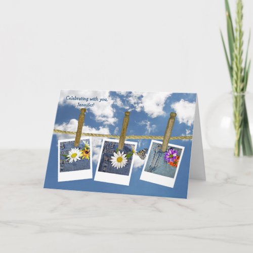 Birthday Daisies in Blue Jeans Card