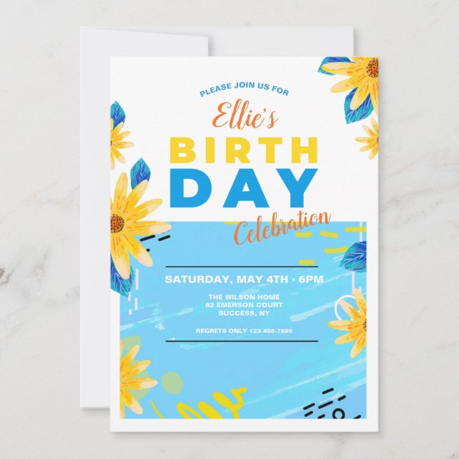 Birthday Daisies Invitation (Front)
