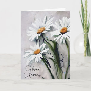 Birthday Daisies On Gray Texture Card