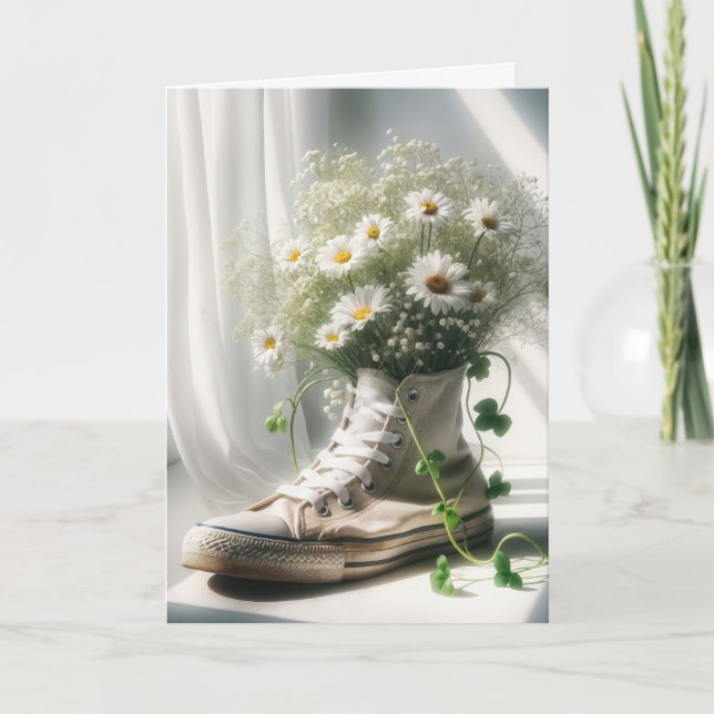 Birthday Daisy Bouquet In a Sneaker Card (Front)