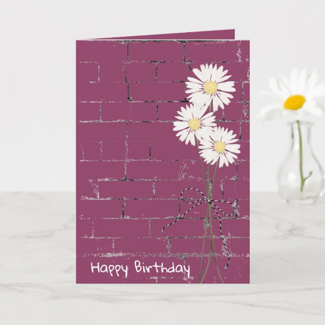 Birthday Daisy Bouquet on Brick Card (Small Plant)