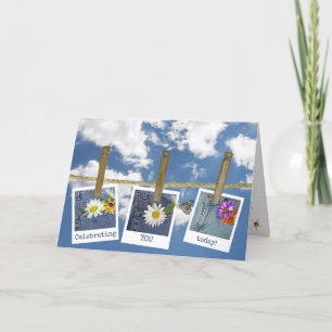 birthday daisy in photo frames on clothesline card