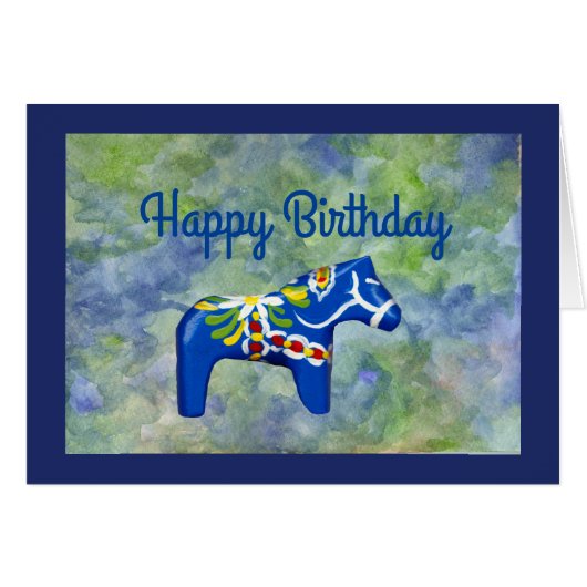 Birthday Dala Horse Cards (Front Horizontal)