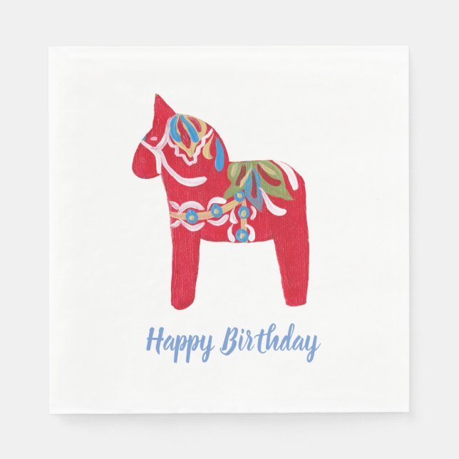 Birthday Dala Horse Paper Napkins (Front)