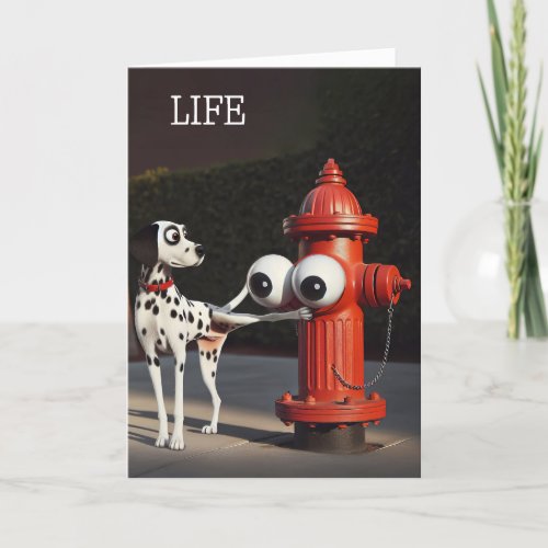 Birthday Dalmation and Red Fire Hydrant Card