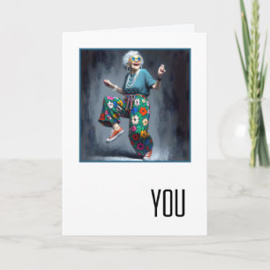 Birthday Dancing Old Lady  Card