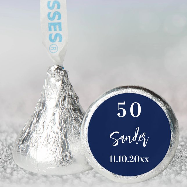 Birthday dark blue white script minimalist hershey®'s kisses® (Creator Uploaded)
