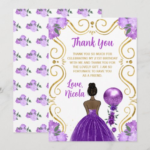 Birthday Dark Skin Princess Purple Happy Birthday