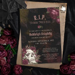 Birthday Dark Skull and Roses RIP Twenties Invitation<br><div class="desc">Dark skull and roses birthday theme invitation featuring a watercolor skull and burgundy maroon roses with the title R.I.P. TO THEIR DECADE--shown with TWENTIES for a 30th birthday (all text is editable to change to other decades like teens for a 20th birthday or thirties for a 40th birthday). ASSISTANCE: For...</div>