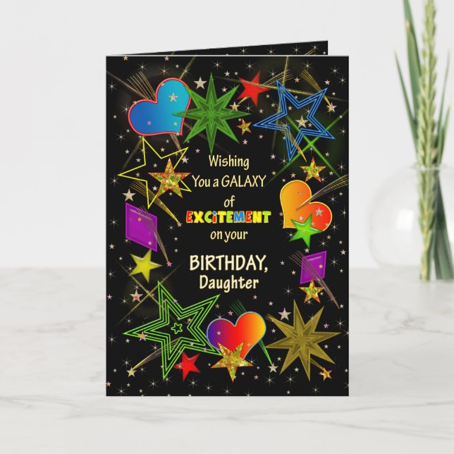 Birthday, Daughter, Abstract Galaxy, Fun, Colorful Card (Front)