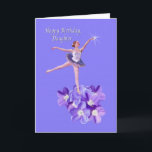 Birthday, Daughter, Ballerina and Violets Card<br><div class="desc">This adorable little ballerina is perched on a bunch of violets and is reaching for the stars on this lovely birthday greeting card.   Feel free to change the inside verse to suit your needs.</div>