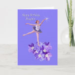 Birthday, Daughter, Ballerina and Violets Card<br><div class="desc">This adorable little ballerina is perched on a bunch of violets and is reaching for the stars on this lovely birthday greeting card.   Feel free to change the inside verse to suit your needs.</div>