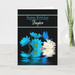 BIRTHDAY - DAUGHTER - BLUE FLOWERS ON BLACK CARD<br><div class="desc">Beautiful floral card with stark contrast of black and blues - NOTE:  also available also in birthdays,  thank you,  praying for you (Mother's Day)</div>