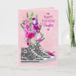 Birthday, Daughter, Fancy Sneakers black/White Card<br><div class="desc">Feminine birthday greeting any teen girl would love.  See assortment of ages and also invitations for 13th and sweet sixteenth parties.</div>