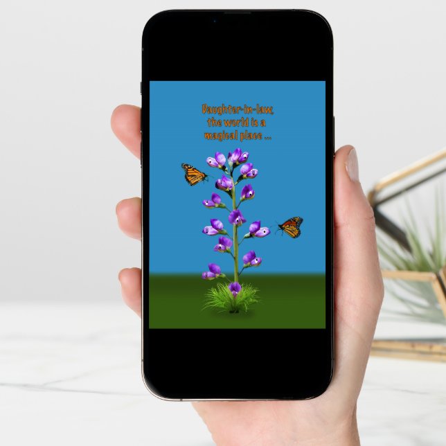 Birthday, Daughter-in-law, Flowers and Butterflies Card (Front Digital)