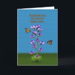 Birthday, Daughter-in-law, Flowers and Butterflies Card<br><div class="desc">A fantasy image highlighted by purple sweet pea flowers with little faces watching two hovering monarch butterflies makes a colorful and whimsical birthday card.  Customize by changing the inside verse to anything you want.</div>