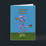 Birthday, Daughter-in-law, Flowers and Butterflies Card<br><div class="desc">A fantasy image highlighted by purple sweet pea flowers with little faces watching two hovering monarch butterflies makes a colorful and whimsical birthday card.  Customize by changing the inside verse to anything you want.</div>