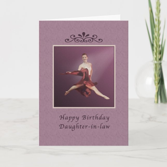Birthday, Daughter-in-law, Leaping Ballerina Card (Front)