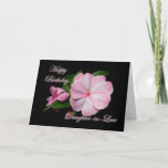 Birthday Daughter-in-law Pink Impatiens Items Card<br><div class="desc">Impatiens eat in a remarkable range of shapes and colors making them a for any gardener who needs shade tolerant plants.  I've got them growing lush and wild in Puerto Rico,  and they do just as well here in America (as annuals) with light shade and sufficient water.</div>