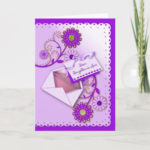 Birthday _ Daughter_in_Law _ PurpleFlowersLetter Card