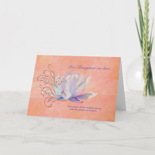 Birthday, Daughter-in-law, Water Lily, Religious Card (Front)