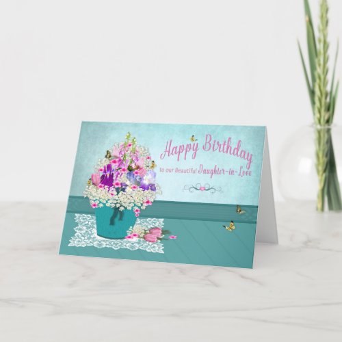 Birthday _ Daughter_in_Love _Bucket of Flowers Card