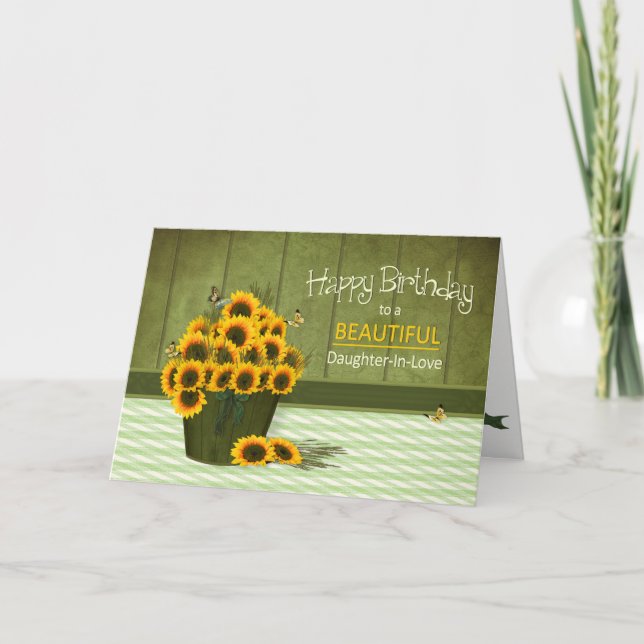 Birthday - Daughter-in-Love -Bucket of Sunflowers Card (Front)