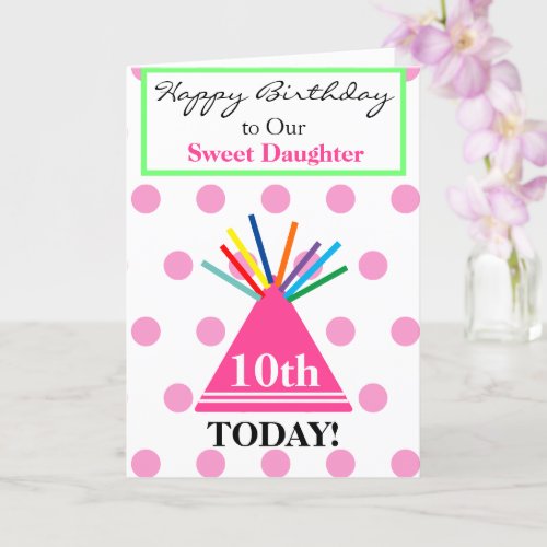 Birthday Daughter Party Hat Flowers Balloons Card