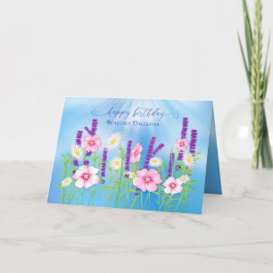 Birthday Daughter Soft Delicate Flower Garden Blue Card