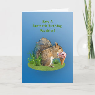 Birthday, Daughter, Squirrel With Ice Cream Cone Card