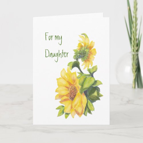 Birthday Daughter Watercolor Sunflowers Floral Card