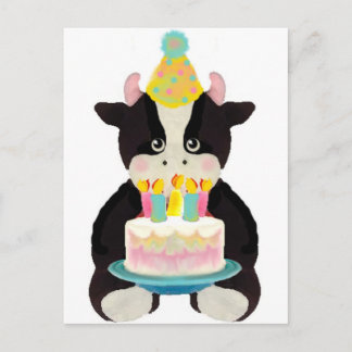 birthday day cow postcard