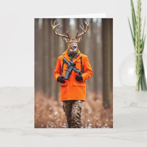Birthday Deer Hunter With Rifle Card