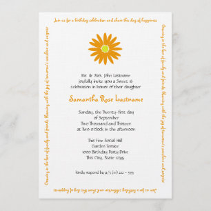 Birthday Delightful Daisy Message Sweet 16 Invitation