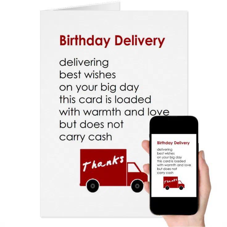 Birthday Delivery - a funny happy birthday poem | Zazzle