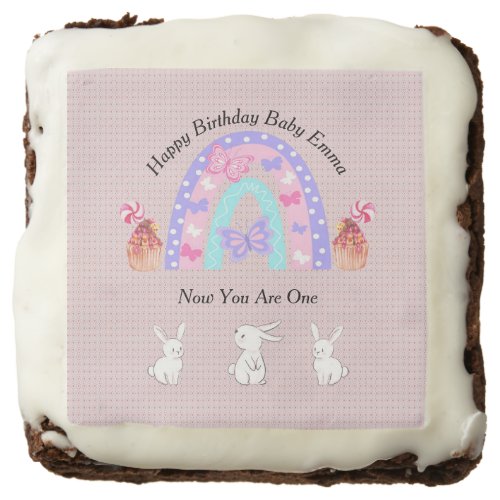 Birthday Design for Baby Turning One Round Brownie