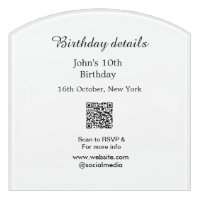 Birthday details 10th birthday scan QR websiteRSVP