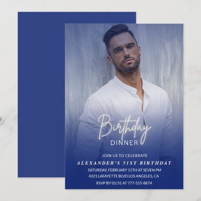 Birthday Dinner 51st birthday invitation Photo Men (Front/Back)