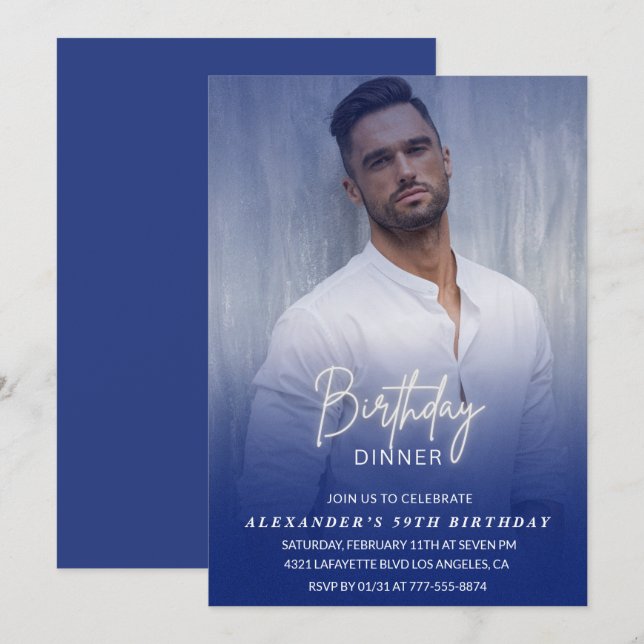 Birthday Dinner 59th birthday invitation Photo Men (Front/Back)